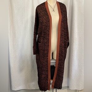 Zara Black and Brown zebra Patterned Women's Cardigan